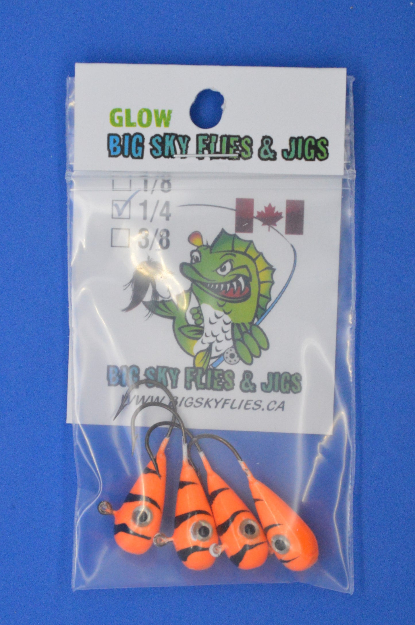 šBig Sky KaleidoscopeĀ 1/4oz Glow Jigs 4/pack