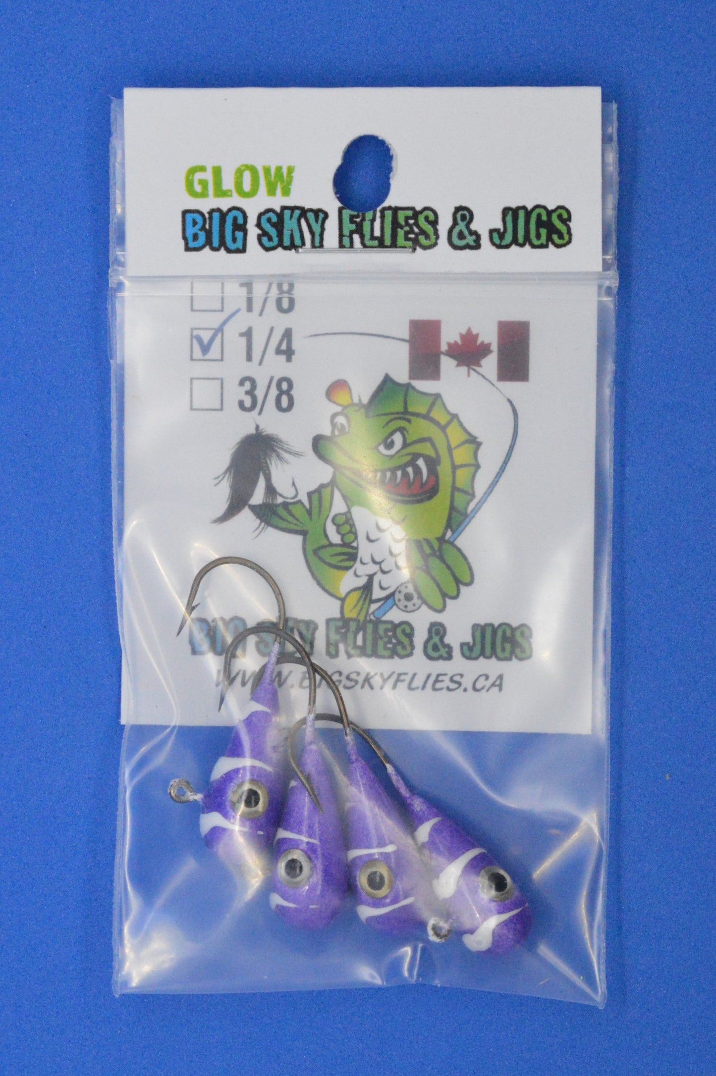 šBig Sky KaleidoscopeĀ 1/4oz Glow Jigs 4/pack