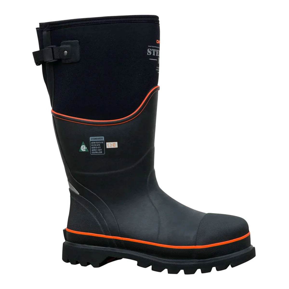 Dryshod Unisex Steel-Toe Max Gusset CSA High Black/Orange - Uncle Mike's Outdoors and More!
