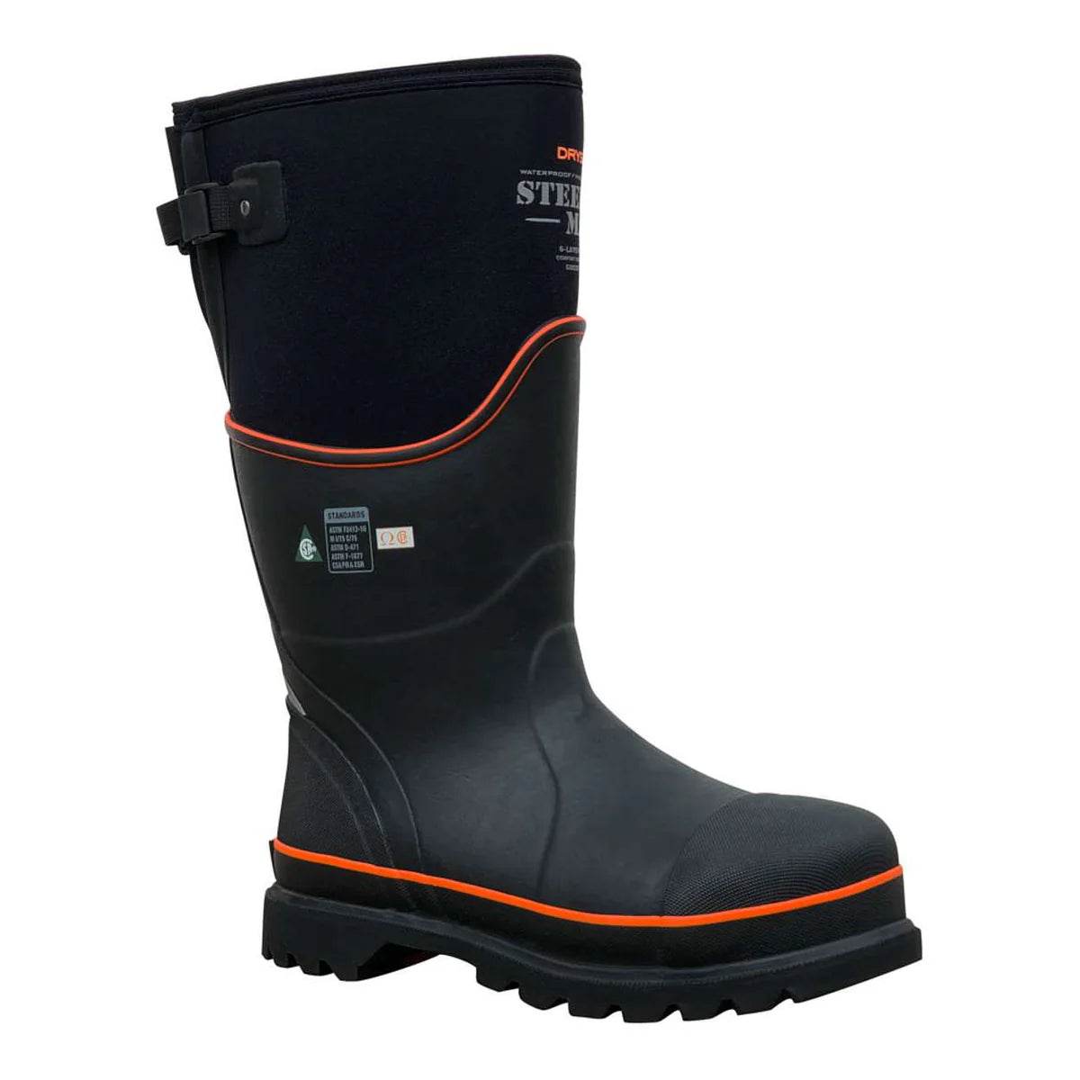 Dryshod Unisex Steel-Toe Max Gusset CSA High Black/Orange - Uncle Mike's Outdoors and More!