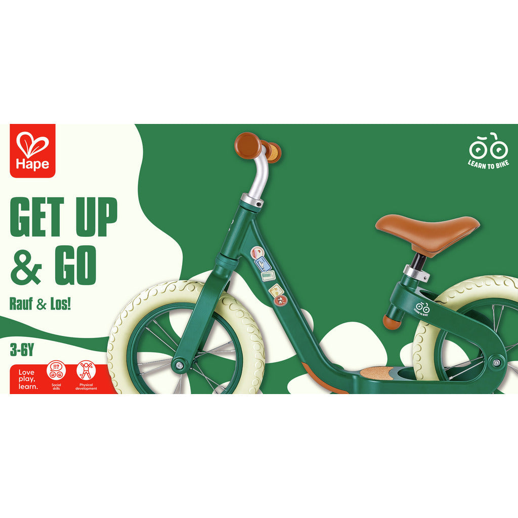 Hape Lightweight Adjustable Green Balance Bike for Kids 3+