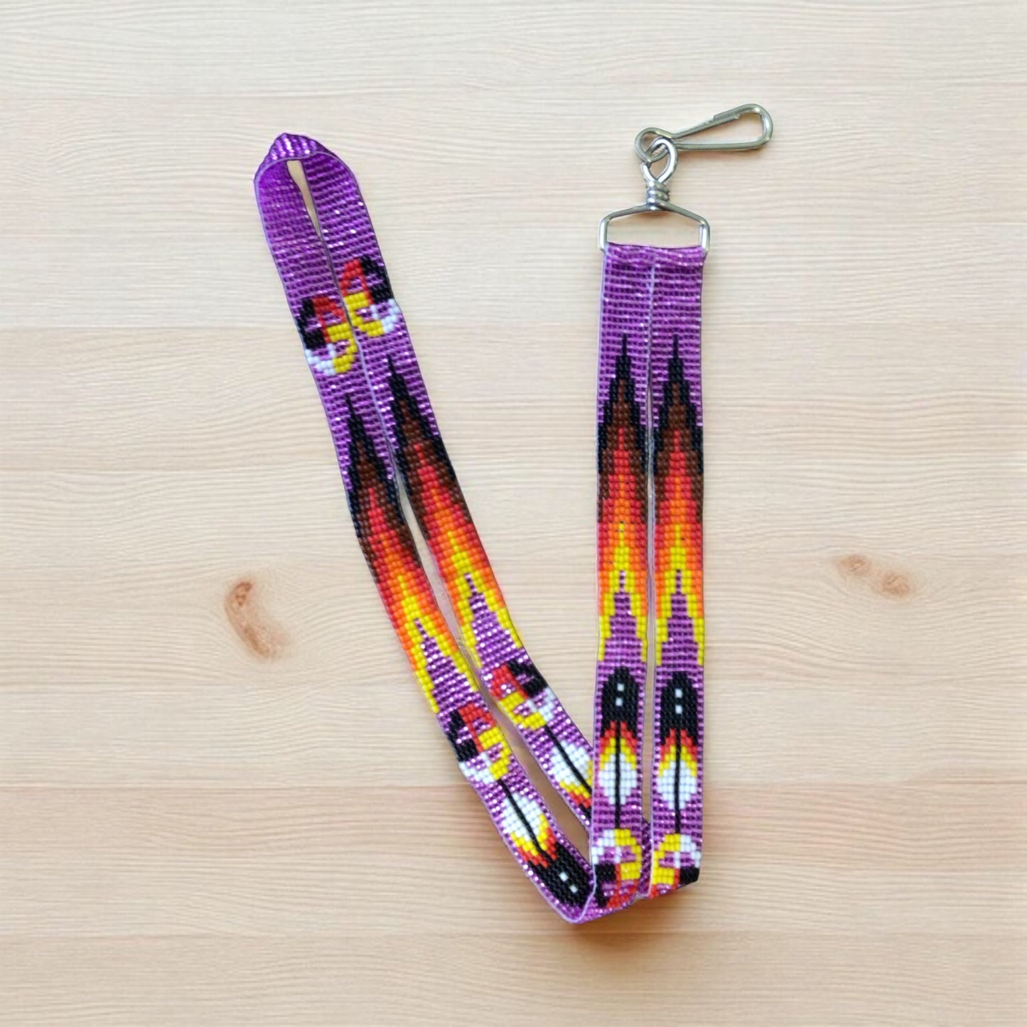 Light Purple Native Beaded Lanyard