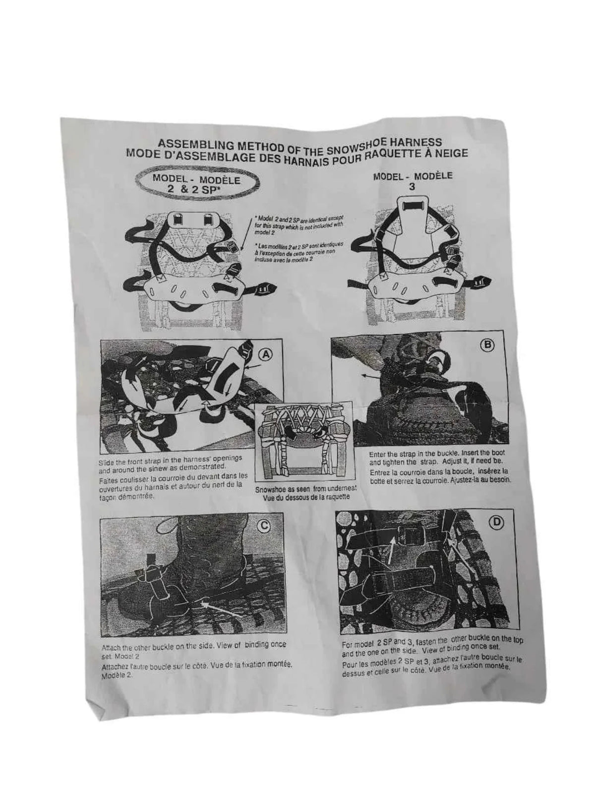 GV Snowshoes Two Piece Instep Bindings for Vintage Wooden Snowshoes