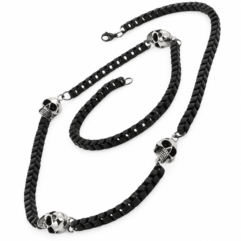 GoSteel Men's Biker Skull Chain Necklace | Stainless Steel