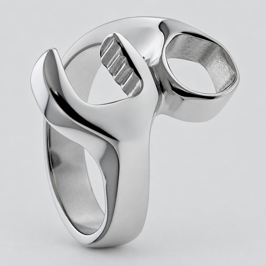 GoSteel Men's Biker Wrench Ring | Stainless Steel Ring