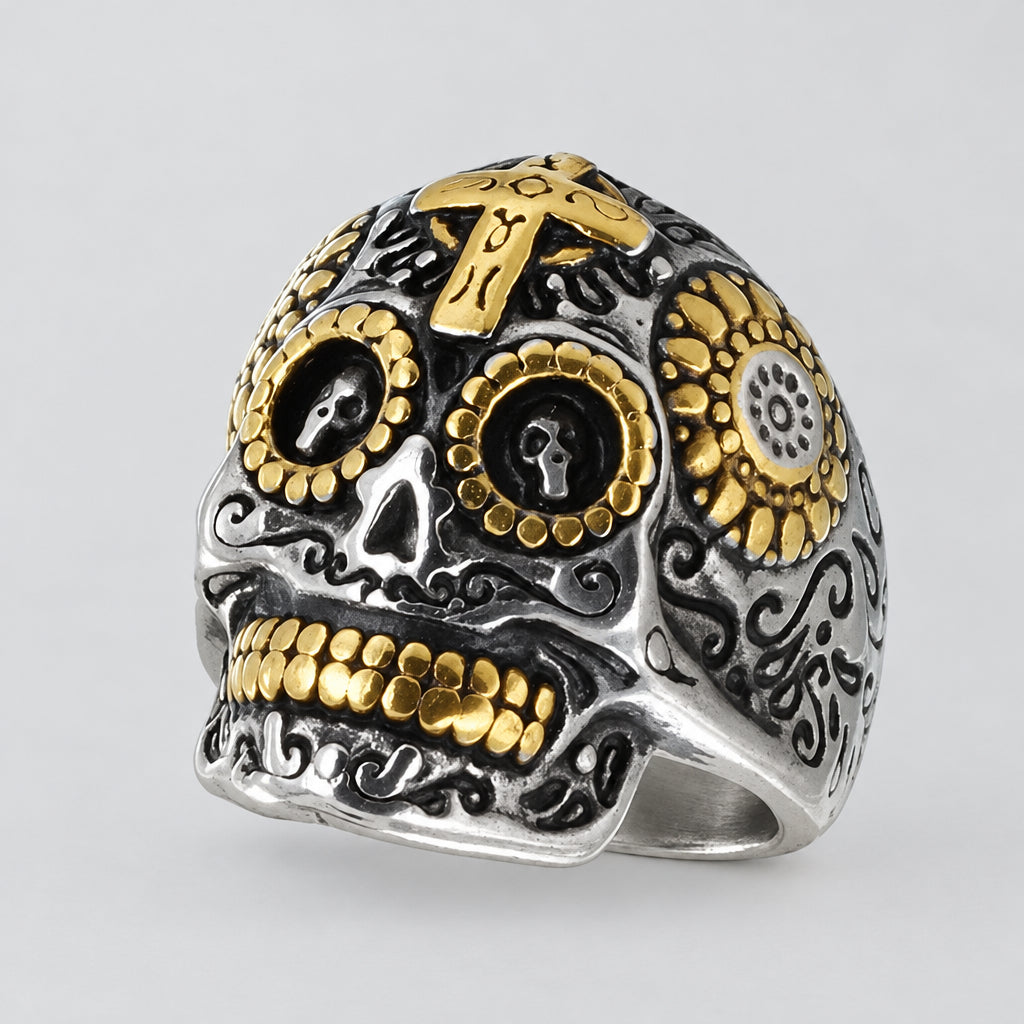 GoSteel Men's Sugar Skull Ring | Stainless Steel