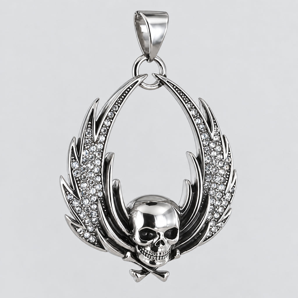 GoSteel Men's Skull & Wings Pendant | Stainless Steel
