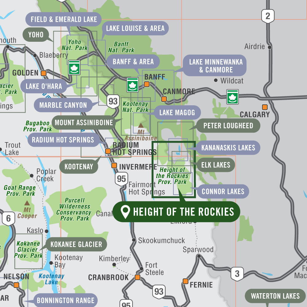 Height of the Rockies Provincial Park BC - Park Map