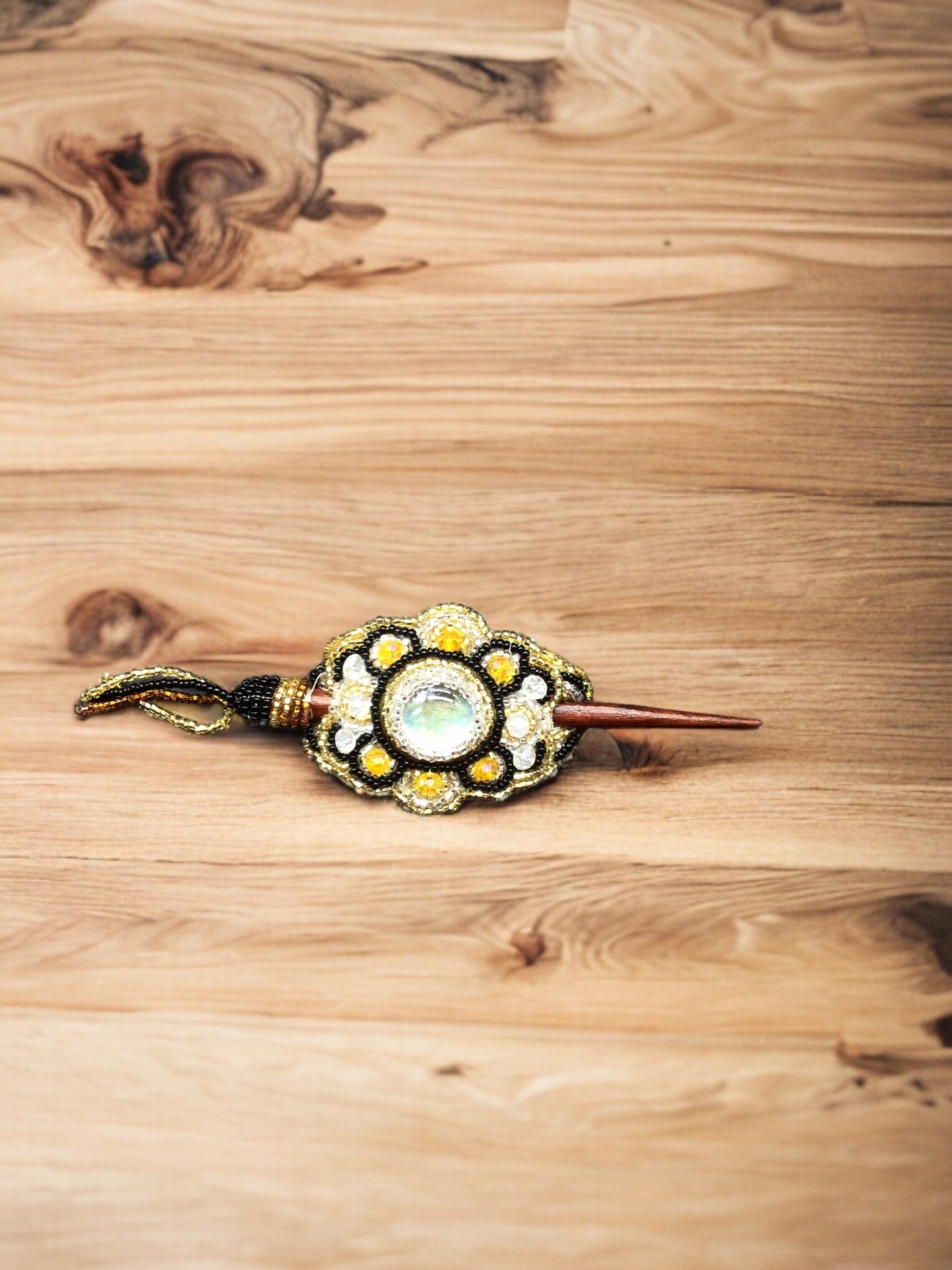 OLDTRIBES™ Black and gold Beaded baby barrettes
