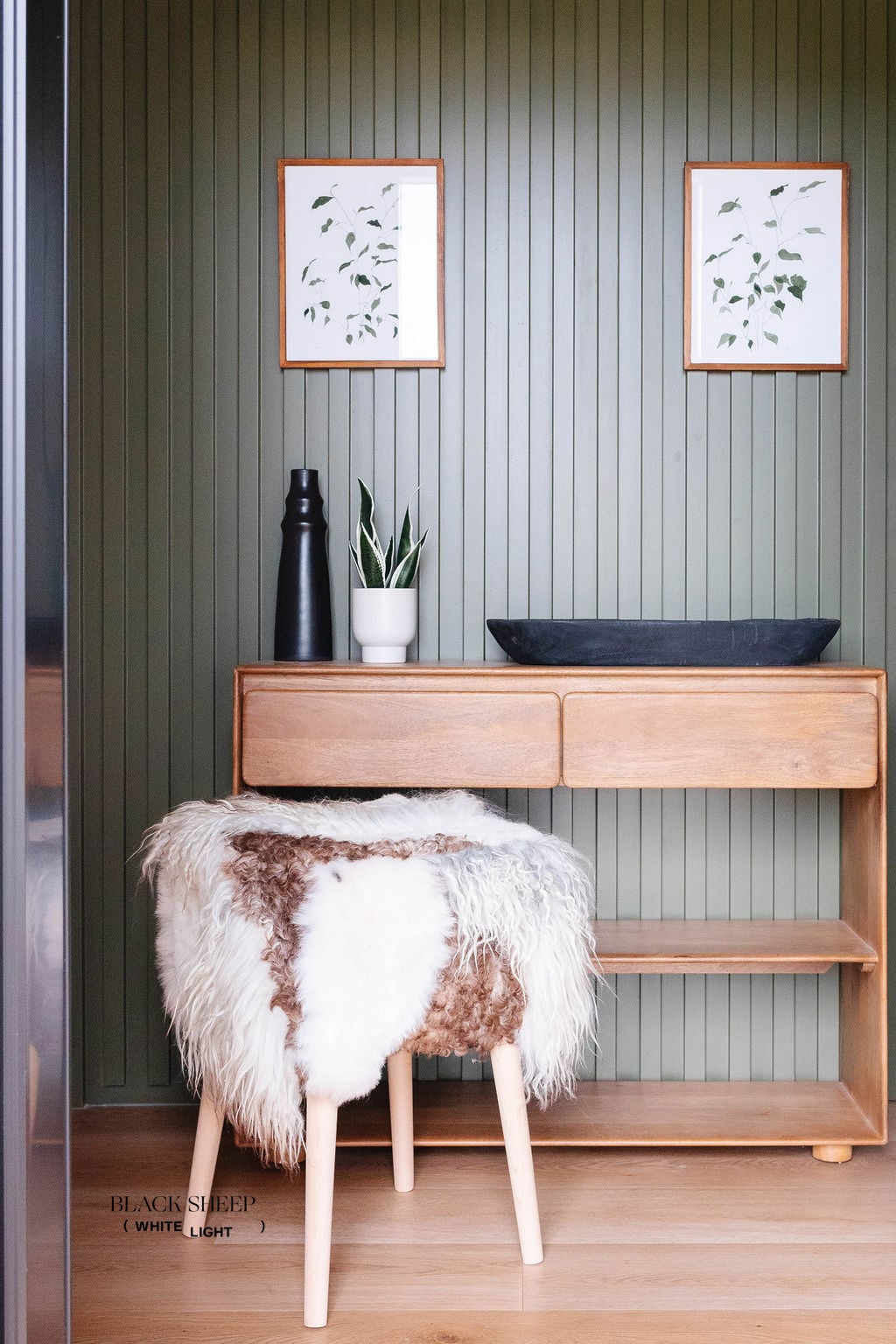 VANI - Mélange Sheepskin Stool, curly wool