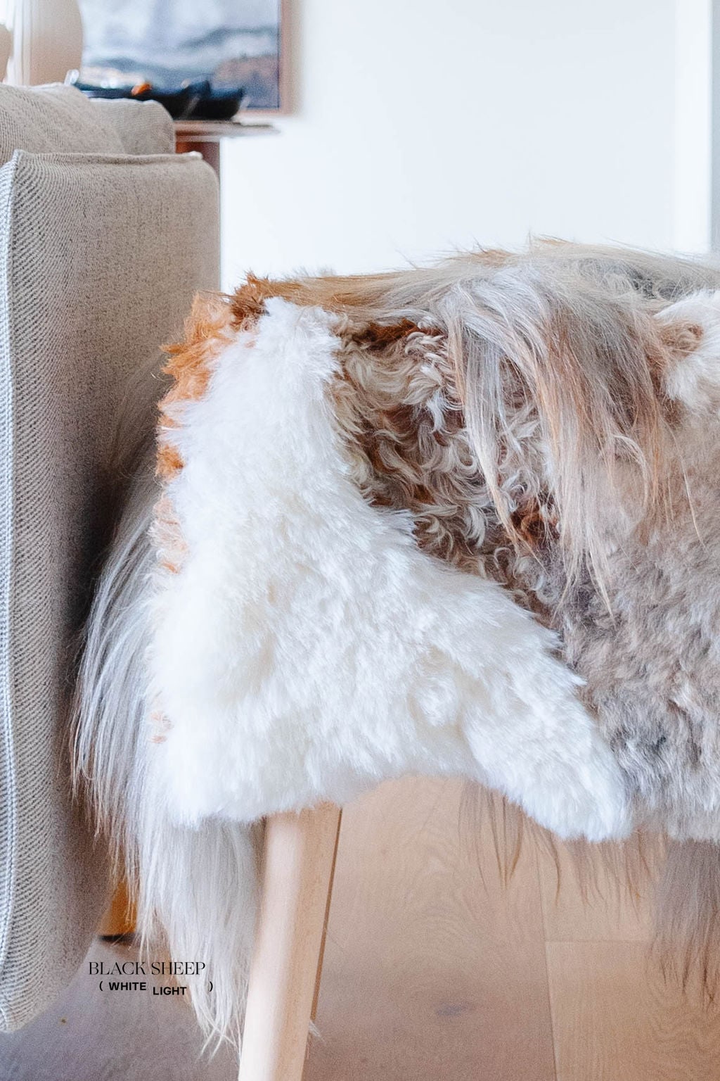 VANI - Mélange Sheepskin Stool, straight wool