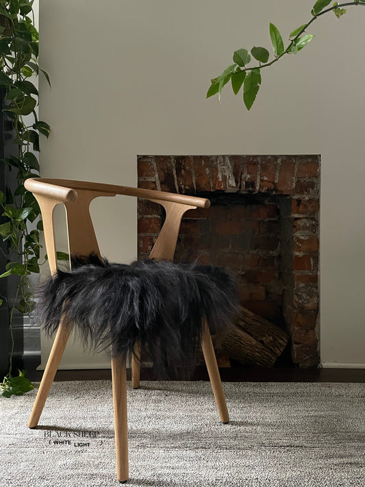 Black Icelandic Sheepskin Chair Pad