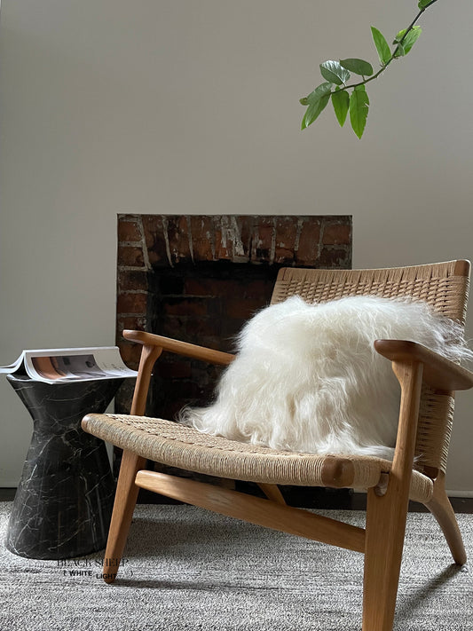 Square White Icelandic Sheepskin Pillow Cover