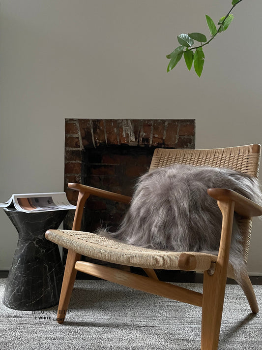 Square Taupe Icelandic Sheepskin Pillow Cover