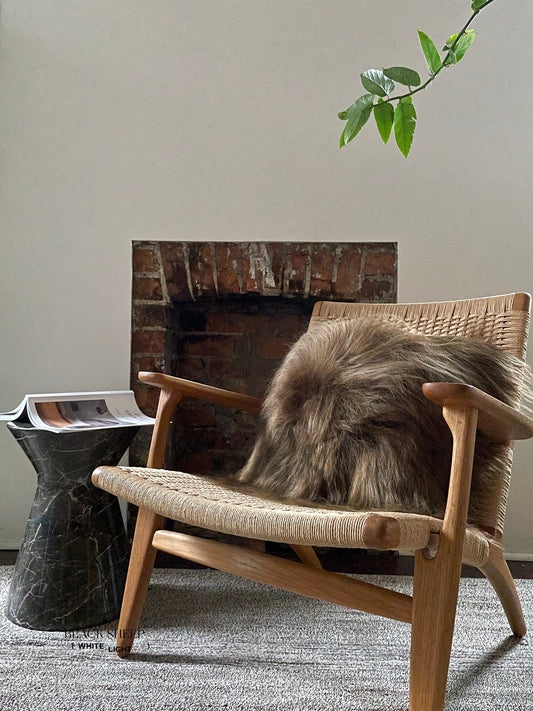 Square Brown Icelandic Sheepskin Pillow Cover