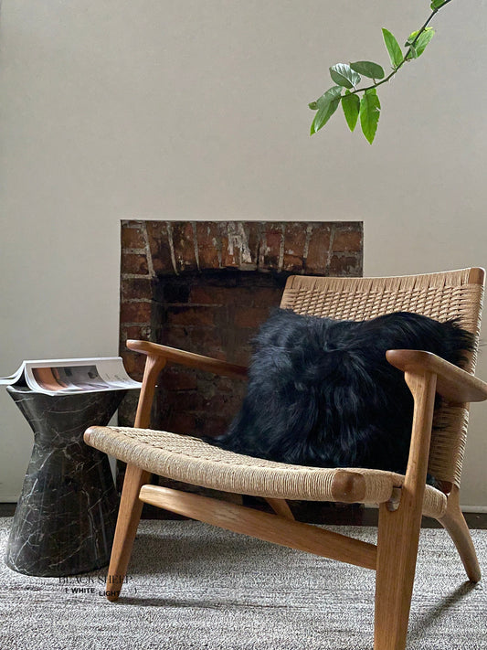 Square Black Icelandic Sheepskin Pillow Cover