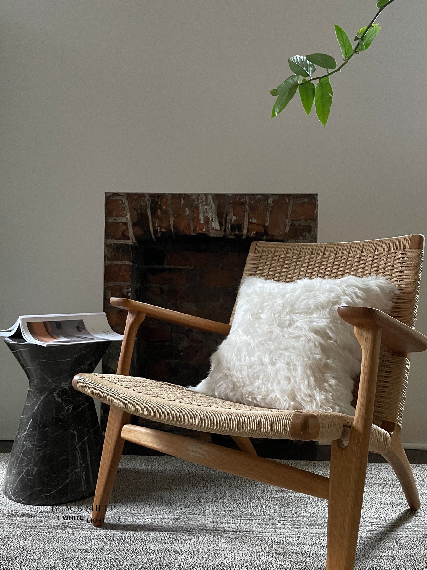 Square Shorn White Icelandic Sheepskin Pillow Cover