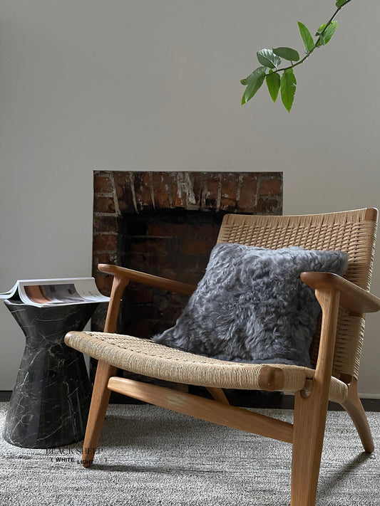 Square Shorn Silver Icelandic Sheepskin Pillow Cover