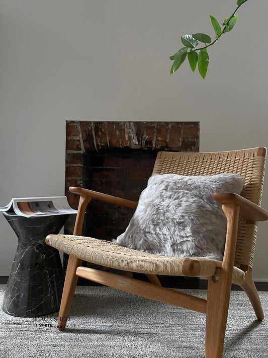 Square Shorn Linen Icelandic Sheepskin Pillow Cover