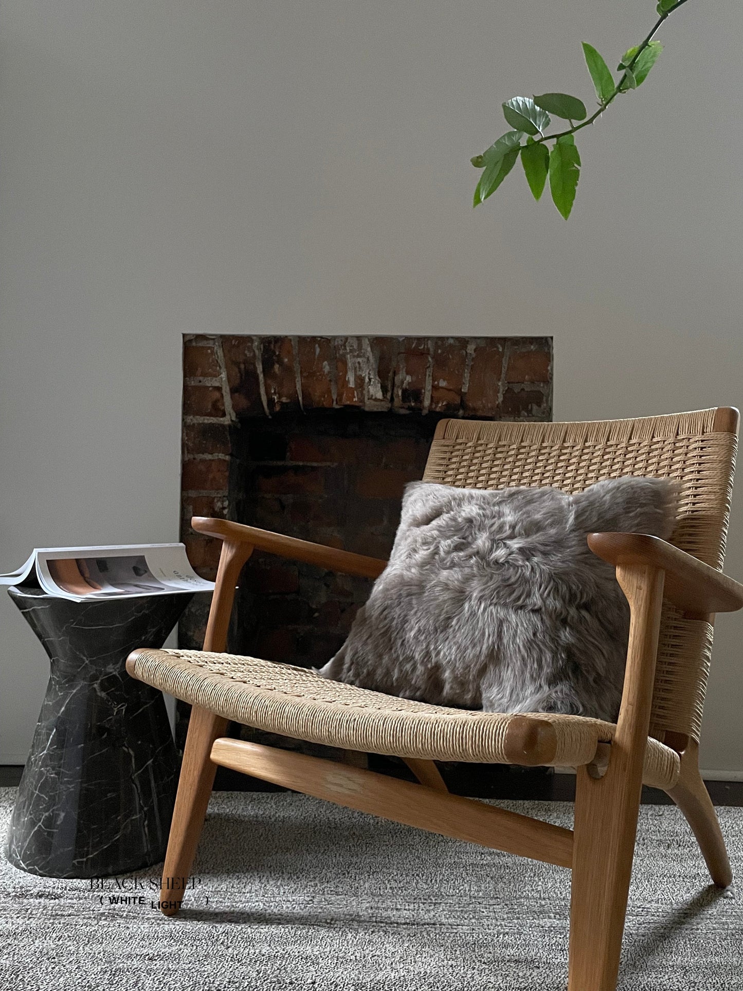 Square Shorn Taupe Icelandic Sheepskin Pillow Cover