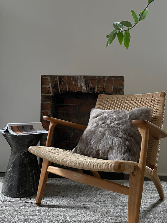 Square Shorn Taupe Icelandic Sheepskin Pillow Cover