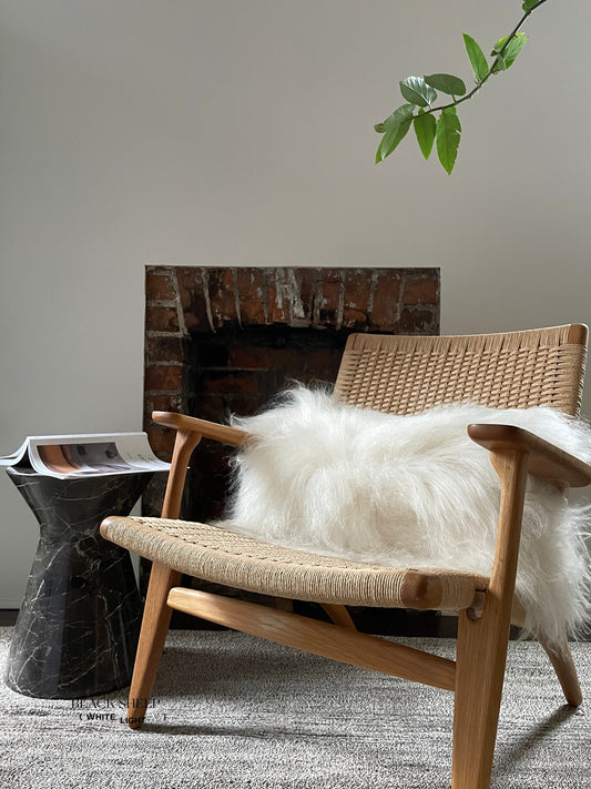 Rectangular White Icelandic Sheepskin Pillow Cover