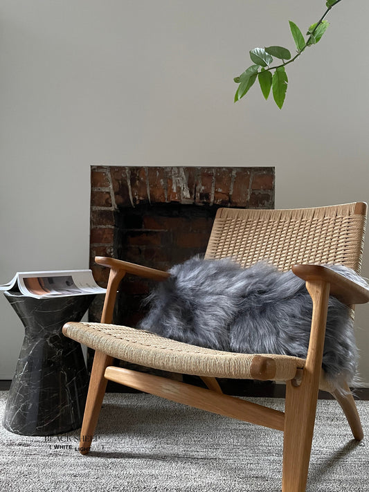 Rectangular Silver Icelandic Sheepskin Pillow Cover