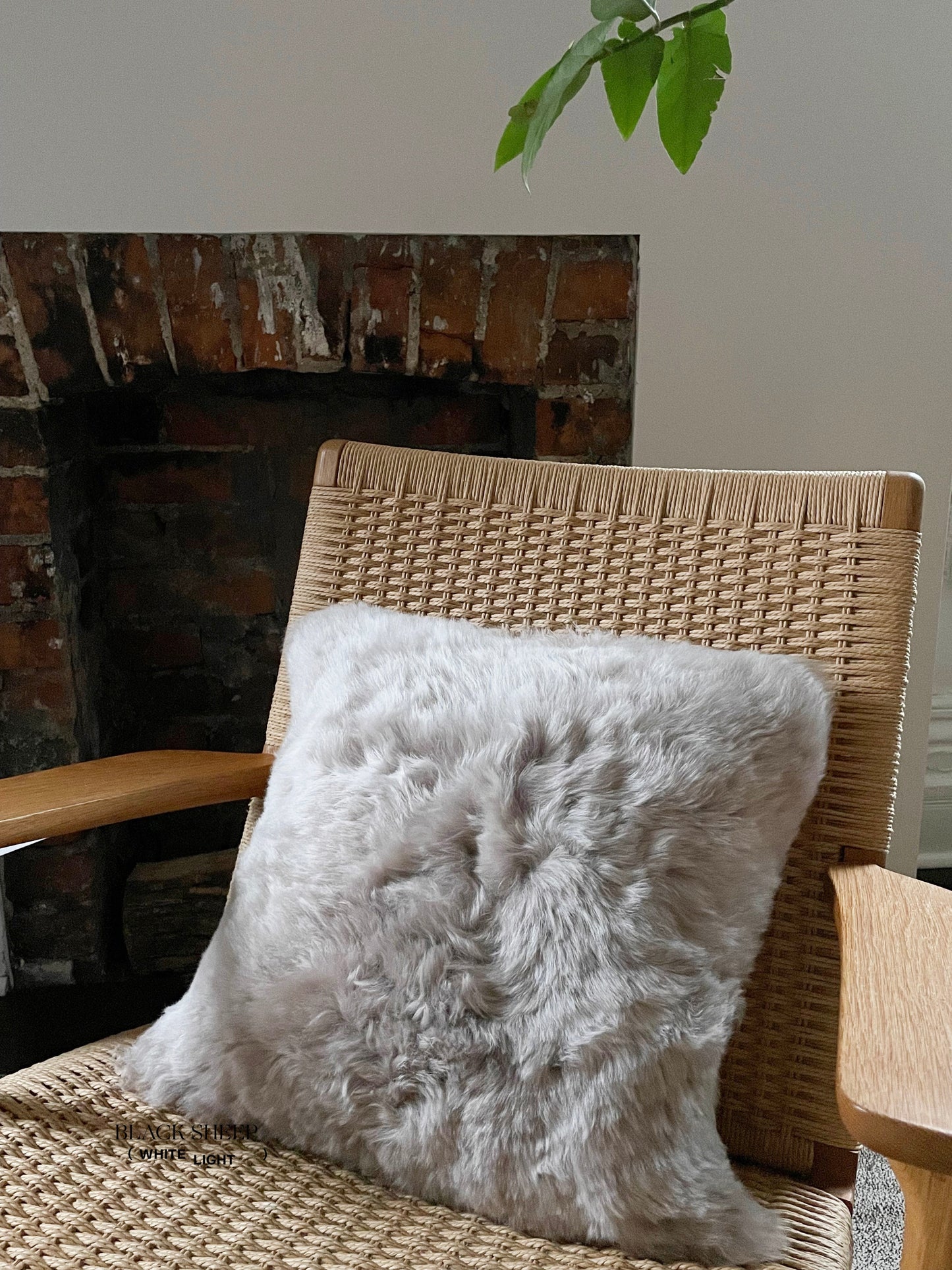 Square Shorn Linen Icelandic Sheepskin Pillow Cover