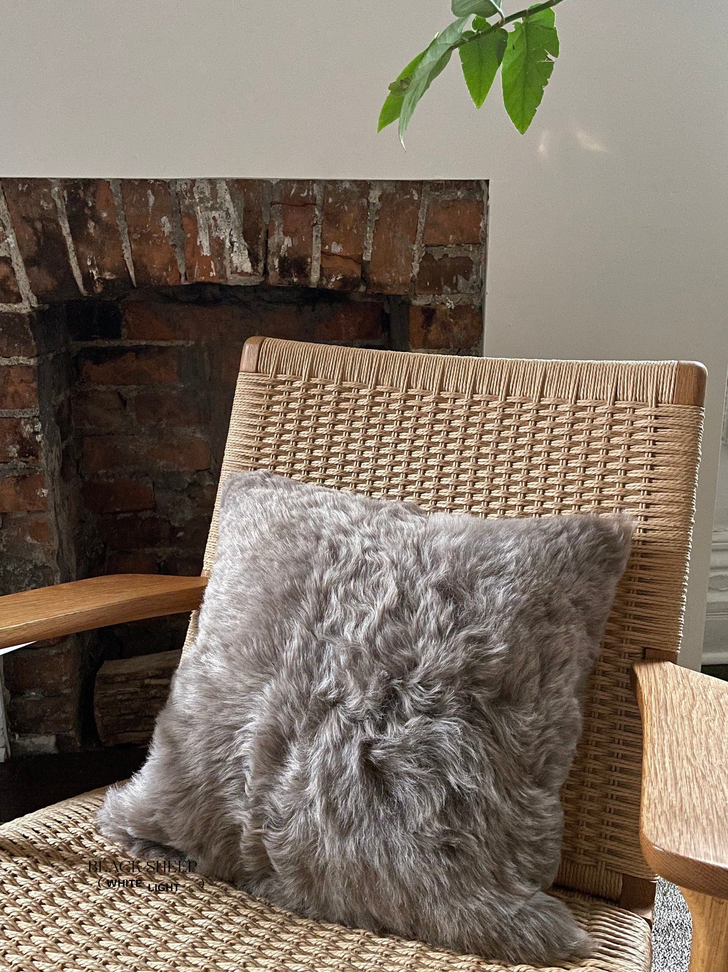 Square Shorn Taupe Icelandic Sheepskin Pillow Cover