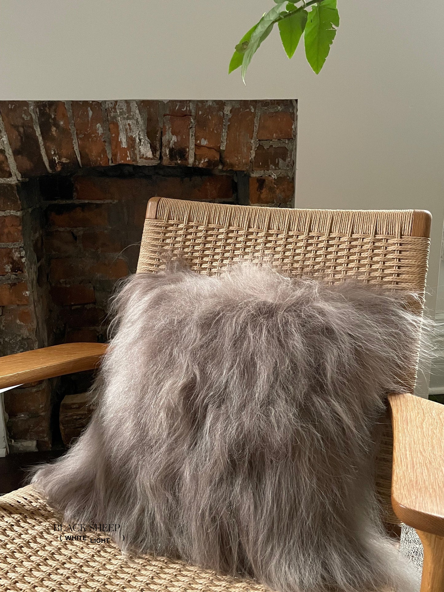Square Taupe Icelandic Sheepskin Pillow Cover