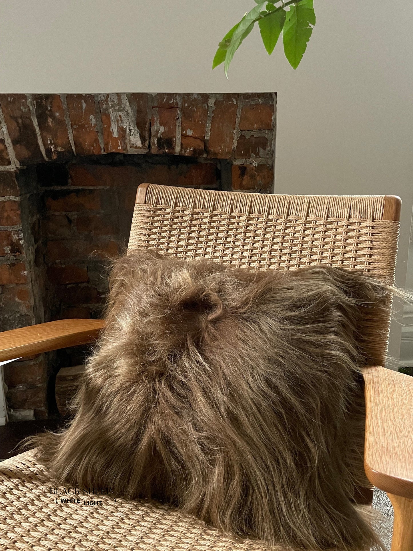 Square Brown Icelandic Sheepskin Pillow Cover