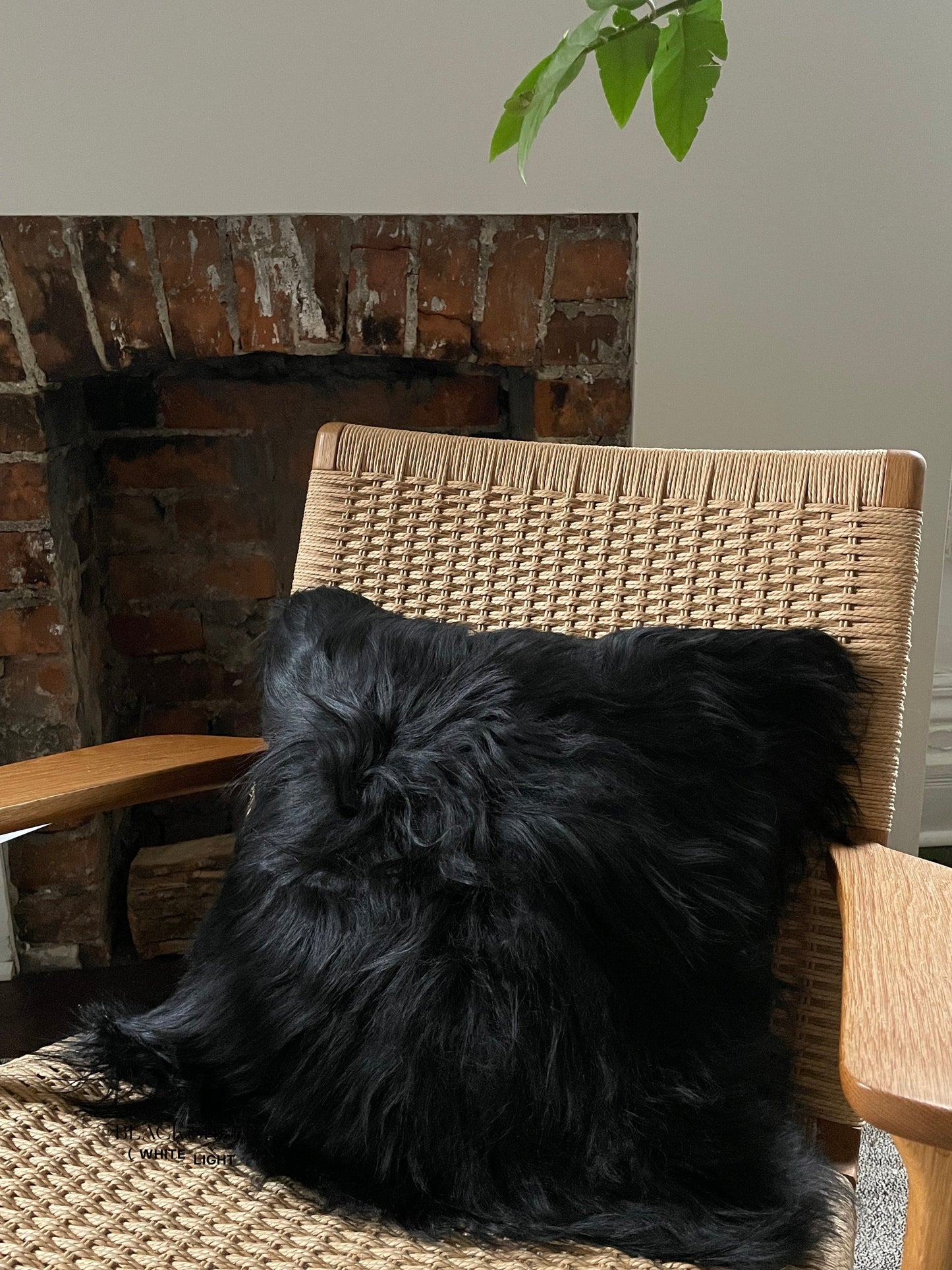 Square Black Icelandic Sheepskin Pillow Cover