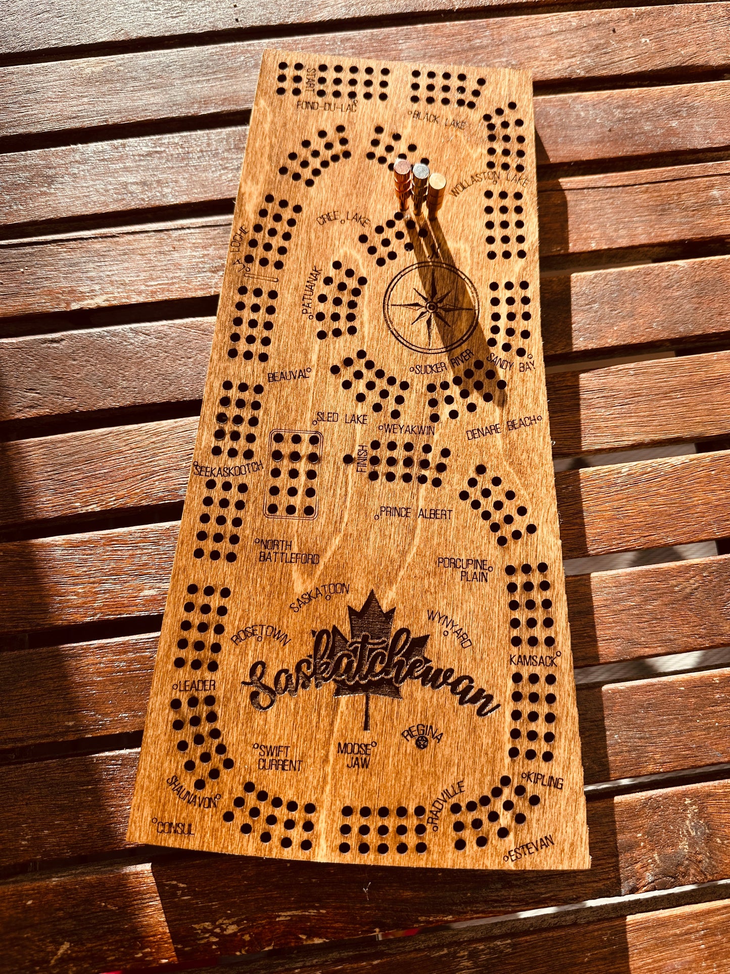 Saskatchewan Shaped Cribbage Board