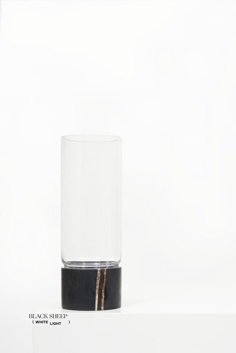 Lauren Black Marble and Glass Vase and Hurricane