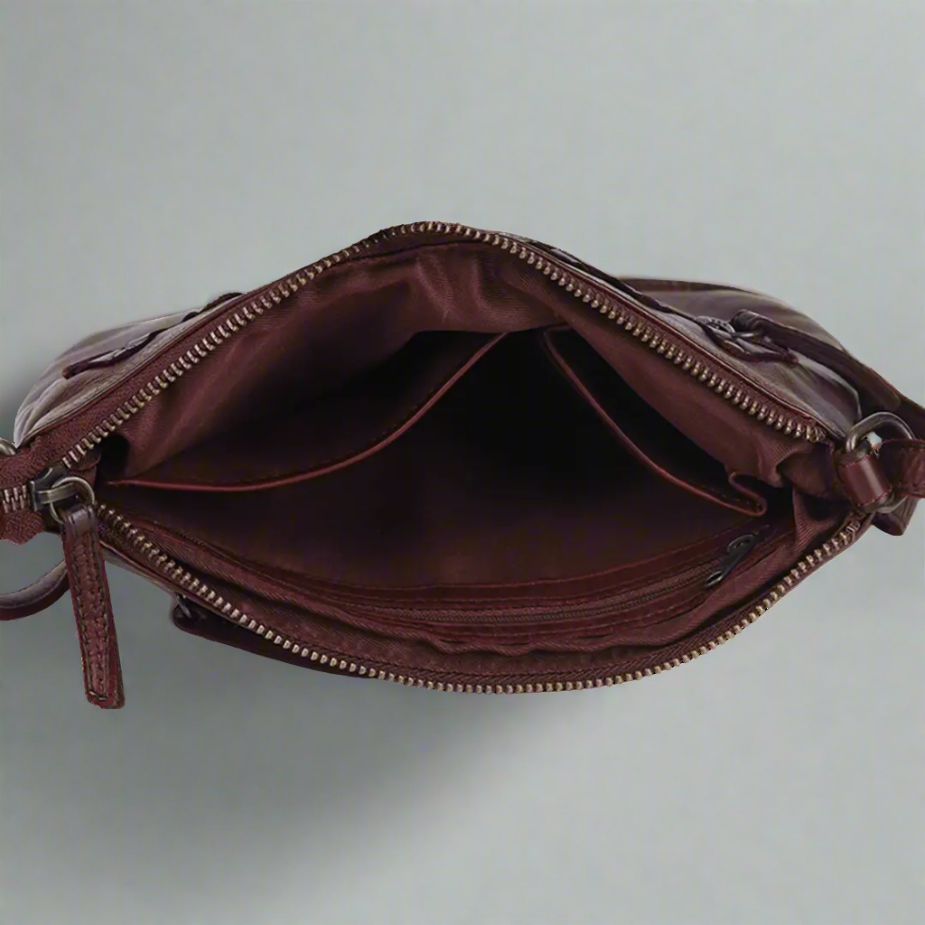 MET V Stitch Crossbody Leather Bag