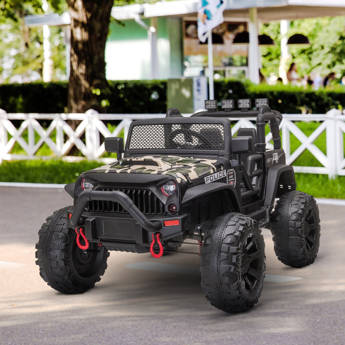 12V Battery-powered Kids Jeep Ride On Police Car with Parental Remote Camouflage