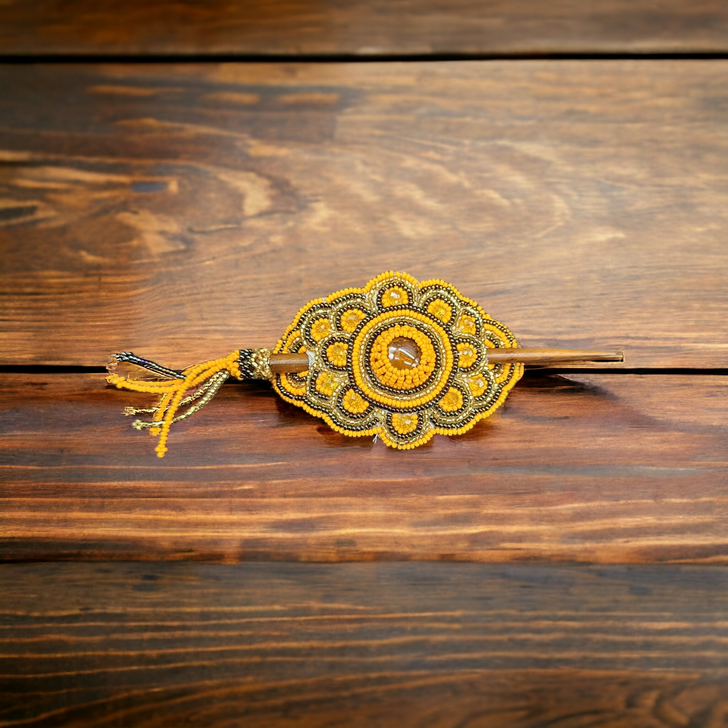 Multicolor Barrette Yellow W/ brown (14)