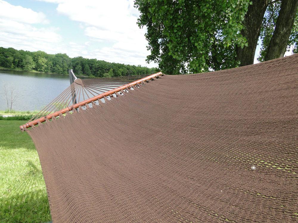 Deluxe Polyester Rope Hammock with Wicker Stand