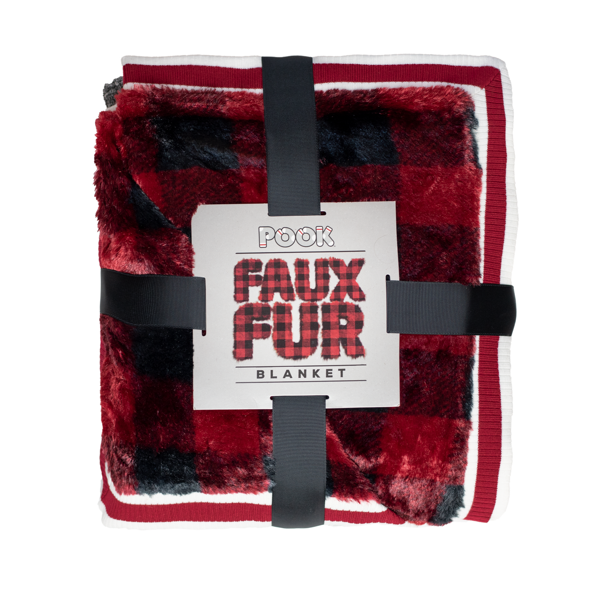 Pook Unisex Faux Fur Blanket Red Plaid