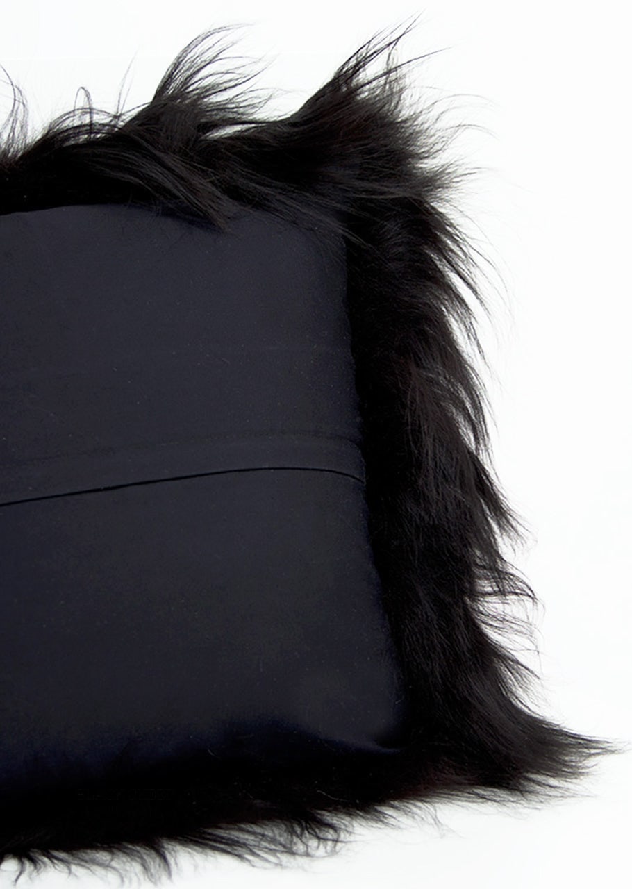 Square Black Icelandic Sheepskin Pillow Cover