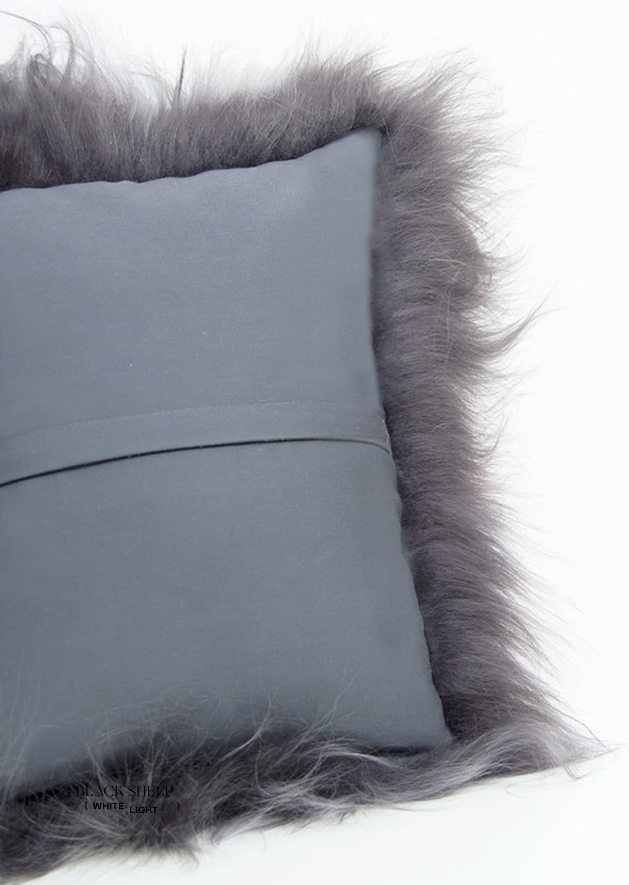 Square Silver Icelandic Sheepskin Pillow Cover