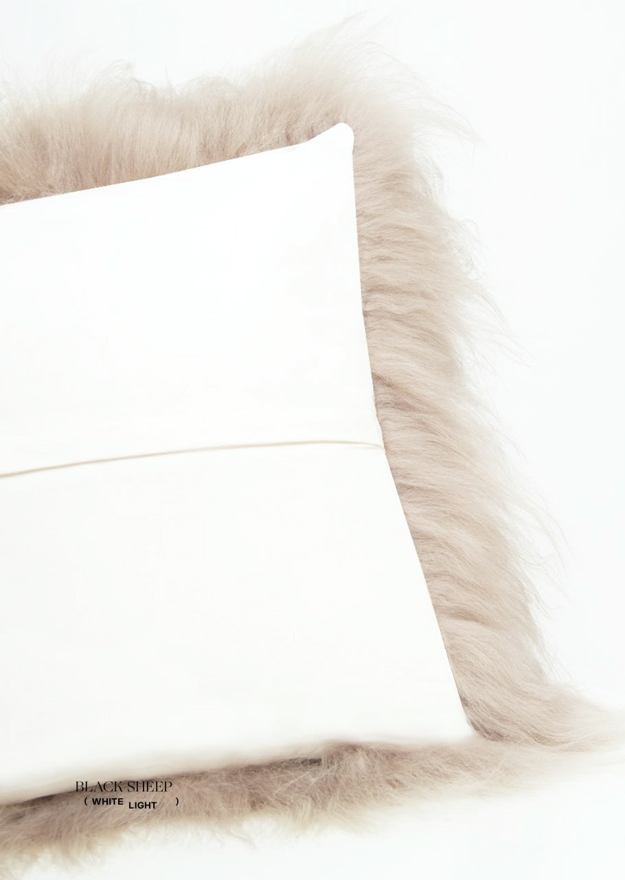 Square Shorn Linen Icelandic Sheepskin Pillow Cover