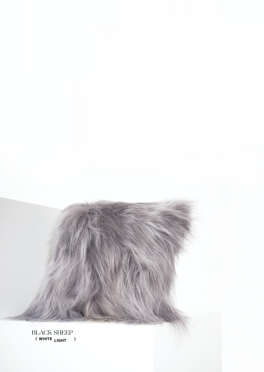 Square Silver Icelandic Sheepskin Pillow Cover