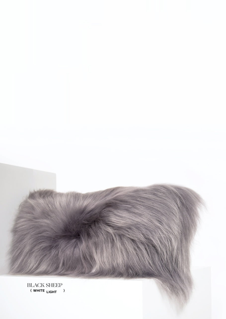 Rectangular Silver Icelandic Sheepskin Pillow Cover