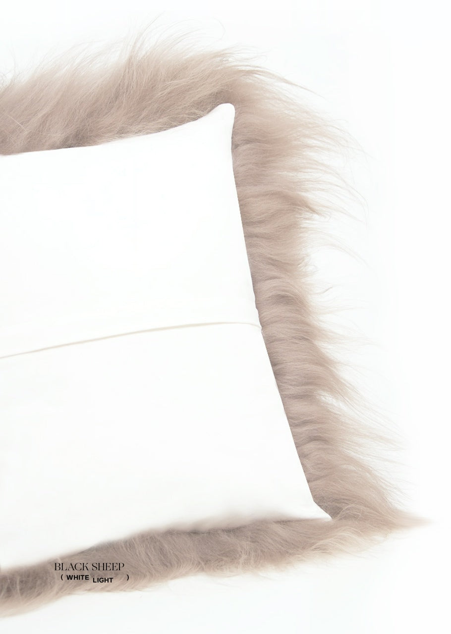 Square Taupe Icelandic Sheepskin Pillow Cover