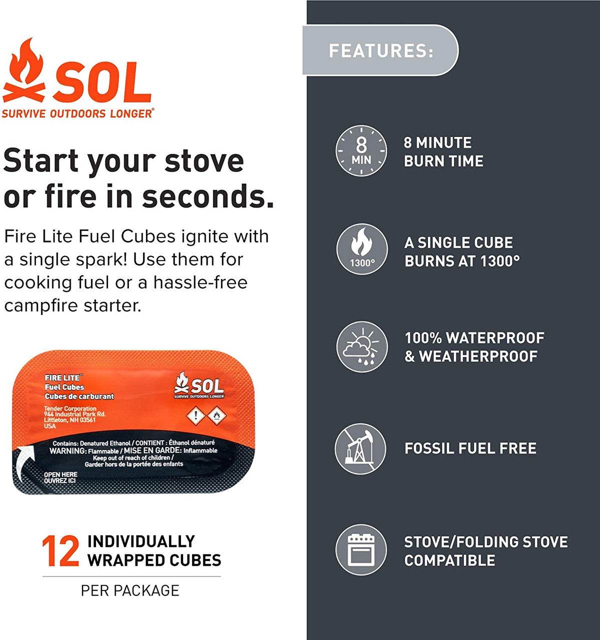 SOL Fire Lite Fuel Cubes in Box - Uncle Mike's Outdoors and More!