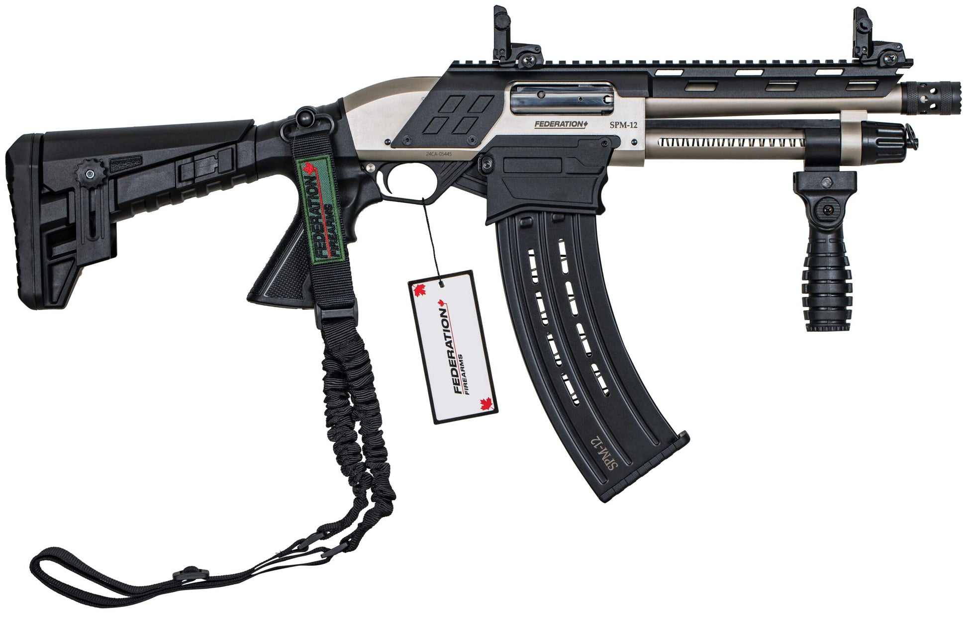 Federation Firearms SPM-12 9" Shorty, 12ga 3" magazine-fed pump action shotgun. Marine Finish.