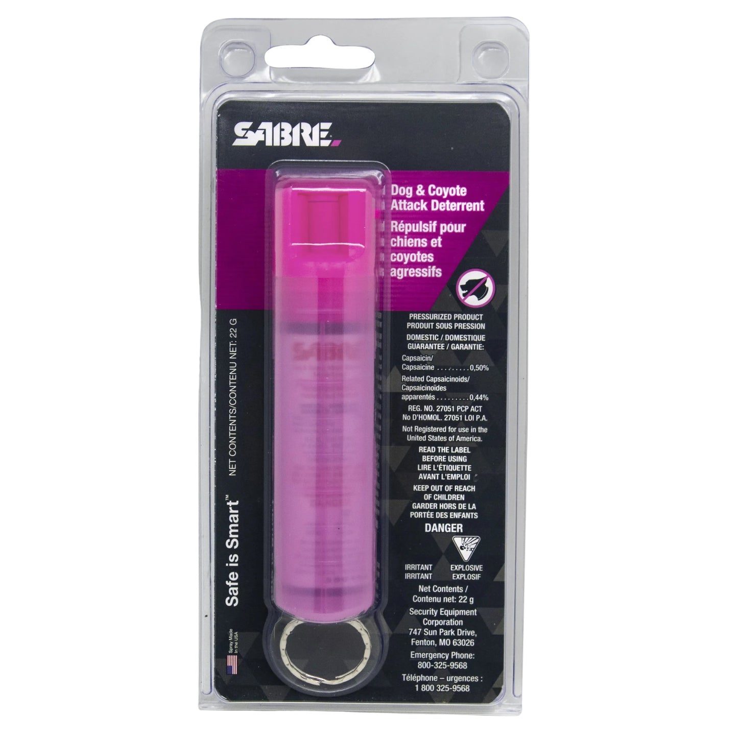 Sabre Dog and Coyote Attack Deterrent 22g with Carry Case and Key Ring