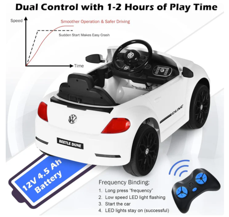 Volkswagen Beetle 12V Kids Ride On Car with Remote Control