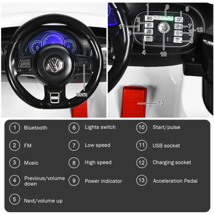 Volkswagen Beetle 12V Kids Ride On Car with Remote Control